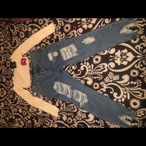 Cropped Sweater & Ripped/Distressed Jeans